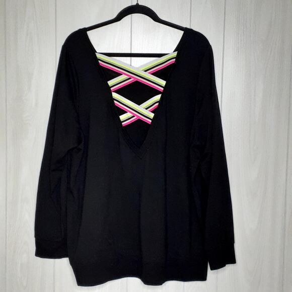 Ladies Torrid Active Long Sleeve Workout Top Size 3 Colorful Elastic Stripes - Picture 3 of 5